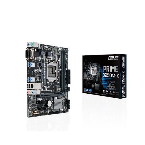 ASUS 1151p B250 DDR4 Prime B250M-K O/B Vga GLan DVI 6x Sata3 1x M2 Sata 3x (PCIe 3.0) mATX